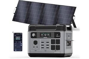 YOYOSCX P2001PLUS 2400W Centrale Elettrica Portatile, Batteria LiFePO4,Controllo APP,Generatore Solare 2048Wh, Stazione di Emergenza per Casa,con 4 Prese AC (Picco 5000W),con pannelli solari da 200W.