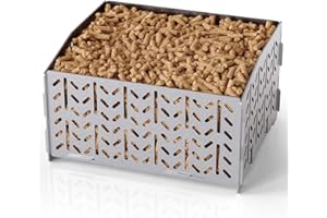 OUSFOT Braciere Stufa a Pellet in Acciaio Inossidabile 430, 30 x 25 x 17 cm, 2,8 kg Portatile Bruciatore Pellet per Camino Aperto, Inserto Camino a Pellet per Poele a Legno