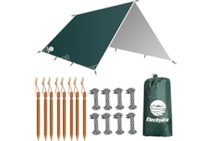 Etechydra Camping Tent Tarp Waterproof Shelter, Portable Lightweight Rain Fly Sheet Tent Tarp For Backpacking Hiking Camping Picnic Shelter Tent Beach Blanket - Green 3x4m