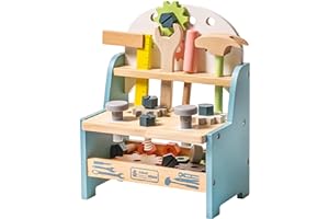 ROBUD - Jouet en Bois pour Enfants, établi avec Outils et Accessoires complets, Jouet éducatif en Bois dès 3 Ans