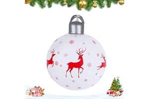 PORUPAEL Nadmuchiwana bombka bożonarodzeniowa, 40 cm, gigantyczne bombki świąteczne z PCW, Boże Narodzenie, nadmuchiwana piłka, duże bombki bożonarodzeniowe, łoś, z nadrukiem, duża wisząca bombka