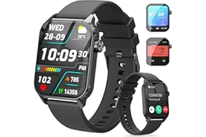 TRAUSI Smart Watches for Women Men, 1.83 inches HD Smartwatch with 120 Sports Modes, Heart Rate/Sleep Monitor, IP67 Waterproof, Bluetooth Call & Music Control for iPhone/Android (Black) (Black)