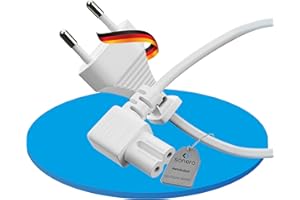 sonero Kabel zasilający, kabel sieciowy 2-biegunowy, 3,0 m, wtyczka euro typu C, wtyczka sieciowa do gniazda IEC C7 Euro 8, kąt 90°, zasilacz sieciowy do telewizora, PS5, PS4, PS3, urządzeń