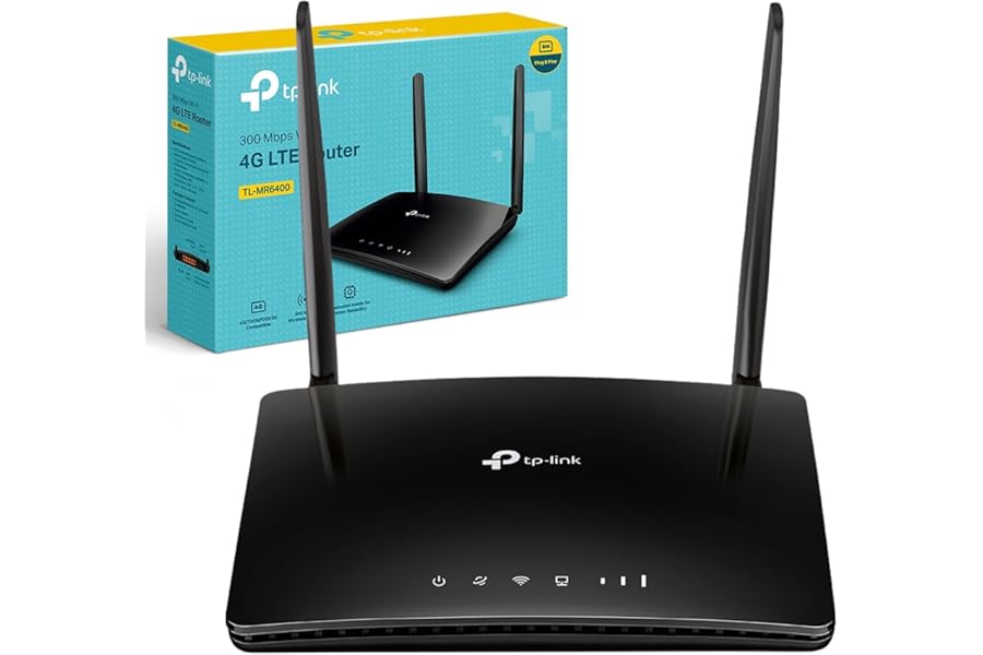 TP-Link TL-MR6400 N300Mbps WiFi 4G Router, 4G Cat4 LTE Network, External Antenna, Ethernet Port, 4G Router with Sim Slot, Sim Card Router, Parental Control, TP-Link WiFi Router, Plug and Play