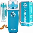 Hydracy Fruit Infuser Water Bottle - 1 Litre Sport Bottle with Full Length Infusion Rod, Time Mark and Sleeve Combo Set + 27 Fruit Infused Water Recipes eBook Gift - Aqua Blue