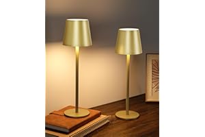 Faithorse Rechargeable Lamp Cordless Table Lamp, 2 Pack Battery Operated Lamps 5200mAh IP54 Waterproof Wireless Lamp with 3-Color Modes Touch Control Night Light for Bedroom(Champagne)