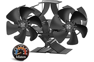 Miaton 12-Blade Stove Fan Silent Operation | Dual-Motor Log Burner Fan Heat Powered for Wood Burner/Wood Burning/Firepalce to Improve the Efficiency by 80% | Stove Accessories
