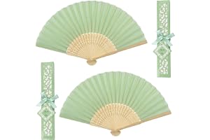 2 stycken vikbar fläkt med presentask, kinesisk solfjäder, orientalisk duk, tygfläkt, bröllopssolfjädrar lämplig för sommarfe