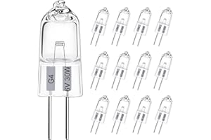 LedWekei Lampadine alogene G4, lampadina a capsula trasparente da 6 V 30 W, lampadina a capsula trasparente a 2 pin, lampadine dimmerabili a luce bianca calda 2700 K (confezione da 12)