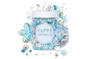 ‎HAPPY SPRINKLES Happy Sprinkles Frost Queen 90g | Bunter Streusel Mix mit Schokolade für winterliche Tortendeko | Ideal für Kekse, Eis & Kuchen