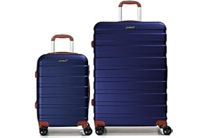 CALDARIUS Suitcase Large & Cabin Bag | Dual Spinner Wheels|2 Pcs Suitcase Set|3 Digit Combination Lock | Hard Shell| Carry-ons & Hold Luggage Sets|(Cabin 20'' + Large 28'', Blue)