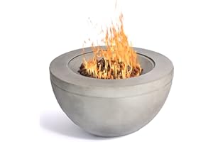 MDA Designs Tabiti Light Grey Lavish Garden & Patio Gas Fire Pit with Eco-Stone Finish