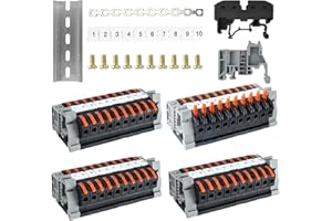 ROTKUSZ Reihenklemmen Hutschiene, 40Pcs Hutschienen Klemmen, Verbindungsklemmen, Klemmleiste Kit mit Digitale Markierungsstreifen, Schiene, Schraube, feste Basis, Parallelbarren für Feste Kabel