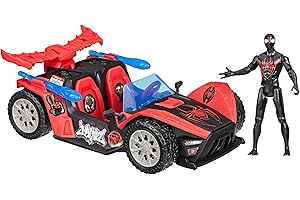 Miles Morales z kolekcji Marvel Spider-Man VenomVersus Epic World of Action ze strzelającą wyścigówką, figurka i zabawkowe auto, zabawki z superbohaterami, wiek: od 4 lat