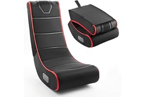 DANIEL JAMES HOUSEWARES Daniel James Foldable Bluetooth Rocker Video Gaming Chair | Floor Rocker with Built-In Speakers | Wireless & Wired Audio | Compatible with PS4, PS5, Xbox, Nintendo & Smart TV | Black & Red