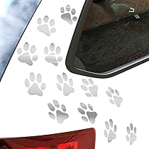 Adesivi A Forma Di Zampa Di Cane Con Cuore - Set 2 Pezzi, 10x11cm, Per Auto, Moto, Laptop