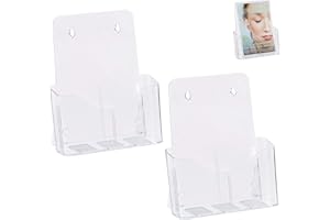 RELAXDAYS 2 Expositores para Folletos, A4 / DIN Largo, para Mesa y Pared, Metacrilato, 27x24x10 cm, Transparente