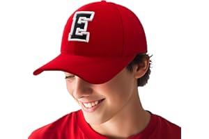 4sold Casquette de baseball réglable en 3D avec broderie de l'alphabet A-Z - Rouge et noir