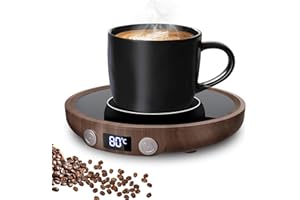 Tassenwärmer,MQFORU Kaffeetassenwärmer,Tassenwärmer mit 3 Temperaturstufen,2-12H Zeitschaltuhr 4 Stunden automatische Abschaltung Kerzenwärmer Platte,Getränkewärmer für Kaffee,Tee,Kerze (Holzmaserung)