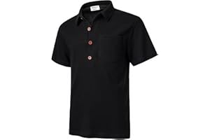 Harbrosrce Polo Gaufre Coton Piqué T-Shirt Golf Tennis Polo à Manches Courtes avec Poche D'été