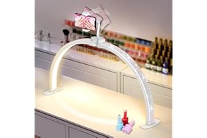 ADONAFY Half Moon Light for Nail Desk: 29" Arch Light for Nail Techs with Phone Holder for Beginner - 3 Color Modes & 10 Brightness Adjustable - Foldable Half Moon Nail Lamp for Manicure Art (Diamond, Large)