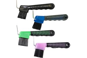 Bohue 4Pcs Horse Hoof Pick Brushes Stiff Bristled Brush with Soft Touch Rubber Handle Portable Hoof Pick Hoof Cleaner for Horses and Goat