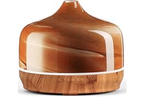 Porseme Diffusore di aromi, 500 ml, in vetro soffiato a mano, grande umidificatore ad ultrasuoni, silenzioso, 7 LED che cambiano colore, ultimi 15-21 ore, senza BPA per la casa elegante