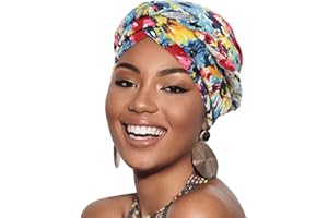 DRESHOW Women Turban Pre-Tied Twisted Braid Hair Cover Wrap Hat African Beanie Headwraps Chemo Cancer Cap