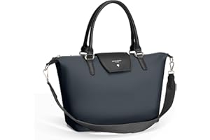 David Jones - Sac à Main Cabas Nylon Femme - Fourre-Tout Sac Shopping Souple - Shopper Tote Porté Epaule Bandoulière Capacité Moyenne - Elégant Travail Ville Voyage Mode Original Tendance - Noir
