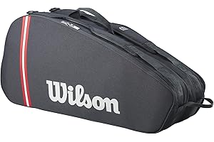 Wilson Borsa da Tennis Tour 6, Borsa Versatile Con Spazio Dedicato Per La Racchetta, Sezione Per Le Scarpe e Spaziosa Tasca Per Gli Accessori, Doppie Opzioni Di Trasporto, Colore: Nero