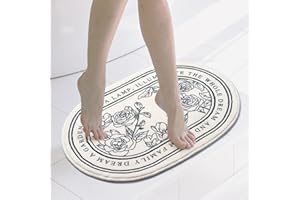 DECRAFTS Alfombra de Baño Antideslizante Alfombrillas Ducha Lavable Absorbente para Bañera, Cocina, Salón (Oval 40 x 60 cm)