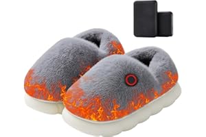 Gokozy Heated Slippers for Women Rechargeable, 3-Level Temp Control, Soft Electric Heated House Shoes with Long Battery Life, Electric Heated Foot Warmer for Cold Feet & Indoor Use