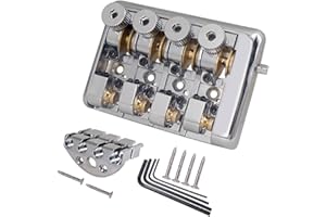 SMZhomeone Travel Bass Bridge Professional Travel Bass Bridge 4 String Headless Bass Roller Saddle Guitar (Silver)