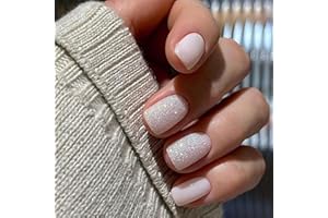Ceboic 24 Pièces Faux Ongles Français Carré Court Ongles à Coller, Blanc Brillant Français Press on Nails avec Dessin, Acrylique Pleine Couverture Bâton sur Ongles pour Femme et Fille Nail Art