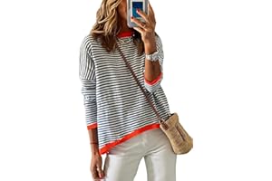 Cuptacc Pull Femme Chic et Elegant Hauts T-Shirts à Manches Longues Femme Automne Top Col Rond Tunique Femme Longue