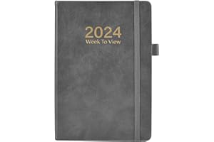 BIEPIS Diary 2024-2024 Diary A5 Week to View from January 2024 to December 2024,Diary 2024 Personal Daily Organizer with Elegant Cover,Pen Loop and Inner Pocket,Grey