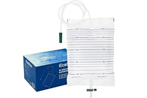 E&E MEDICAL SUPPLIES LTD. ECOBLUE 15pcs Pack 2000ml Urine Drainage Bag – Non Sterile Overnight Bags with T-Tap Valve and 85cm Tube - Bedside Drainable Urinary Bags - Non-Latex Urinary Catheter Night Bags