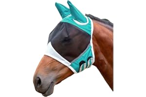 MUNSKT Horse Fly Mask Breathable Stretchy Large Eye Space Mosquito Insect Shires Fly Mask with Ears for Horses (S)