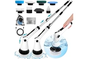 BGIUSQF Spazzola Elettrica per Pulizia, Spazzola Rotante Pulizia Casa, 8 in 1 Spazzola Elettrica, 400 Giri/min, Impermeabile IPX6, Spazzola Pulizia Senza Fili per Bagno, Vasca, WC, Cucina