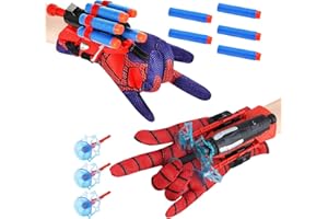 GxDxmBd 2 PCS Gants Spider Launcher,Jouets de Poignet Lanceur de Héros,Lanceur de Toile pour Spider,Jouets de Poignet Lanceur de Héros,Gant de Cosplay en Plastique pour Enfants (B)