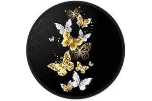 ITNRSIIET Tappetino per Mouse con Base in Gomma Antiscivolo, Bordi cuciti resistenti, Scorrimento Facile, Resistente agli Schizzi, Pratica e Facile da Pulire, Farfalla d'oro