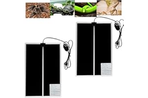 FIPASEN Tappetini Riscaldanti per Rettili, 2 Pezzi Tappetino Riscaldante Non Adesivo per Tartaruga Serpenti Lucertola Geco Granchio Eremita Anfibi -Termoforo Rimovibile sotto Il Serbatoio(20W:42×28CM)