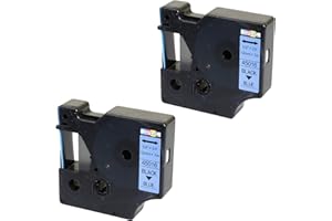 PRESTIGE CARTRIDGE 2 Casetes de Cinta compatibles con Dymo 45016 S0720560 Negro sobre Azul 12mm x 7m para DYMO LabelManager 160 210D 220P 260P 280 360D 420P 450D 500TS PnP MobileLabeler LabelPoint LabelWriter 450 Duo