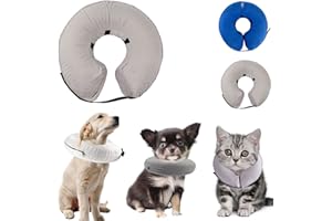 Komate Collier Gonflable de rétablissement de Chien Protection Collier réglable Collerette de Protection pour Chats Chiens Cône de Cicatrisation Animaux de Compagnie après Chirurgie (L, Gris)