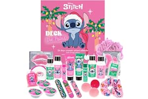 ACCENTRA MAD Beauty Calendrier de l'Avent Disney STITCH avec 24 produits cosmétiques, calendrier de l'Avent bien-être pour femmes et filles avec masque facial, lotion pour le corps, chouchou à cheveux, lime à
