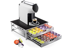 MASTERTOP Coffee Pod Holder for Dolce Gusto, 2 Tier Coffee Pod Storage Drawer, Coffee Capsule Holders with 72 Capsule Storage Drawer, Non-Slip Pod Organiser for Kitchen