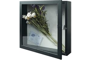 Muzilife Holz 3D Bilderrahmen zum Befüllen mit Öffnung 28x28cm Objektrahmen mit Stecknadeln und Dübel für DIY Display Shadow Box Ostern Geschenk für Familie Freunde Büro oder Muttertag Schwarz