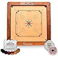 Sportz Saga Siscaa Champion Sureslam Carrom Board - Premium English Birch Ply 29x29 Inch - Includes Siscaa Sure Slam Coin, Genius Striker, Top Cover, 30gm Powder - Siscaa Full Size 35 Inch Board