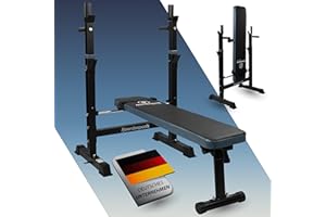 ‎FJOERDESPORTS Fjoerdesports Hantelbank mit Ablage, Verstellbare Höhe & Klappbar, Schwerlast Gewichtheben, Heimtraining, Home Gym, Dip-Station, Fitnessstudio, Multifunktion Trainingsbank