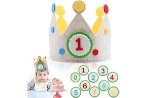 Aohcae Geburtstagskrone Kinder, 0-9 Auswechselbaren den Zahlen Geburtstagskrone Mädchen Krone Geburtstag Junge Geburtstagskrone Filz Partyhüte Kindergeburtstag